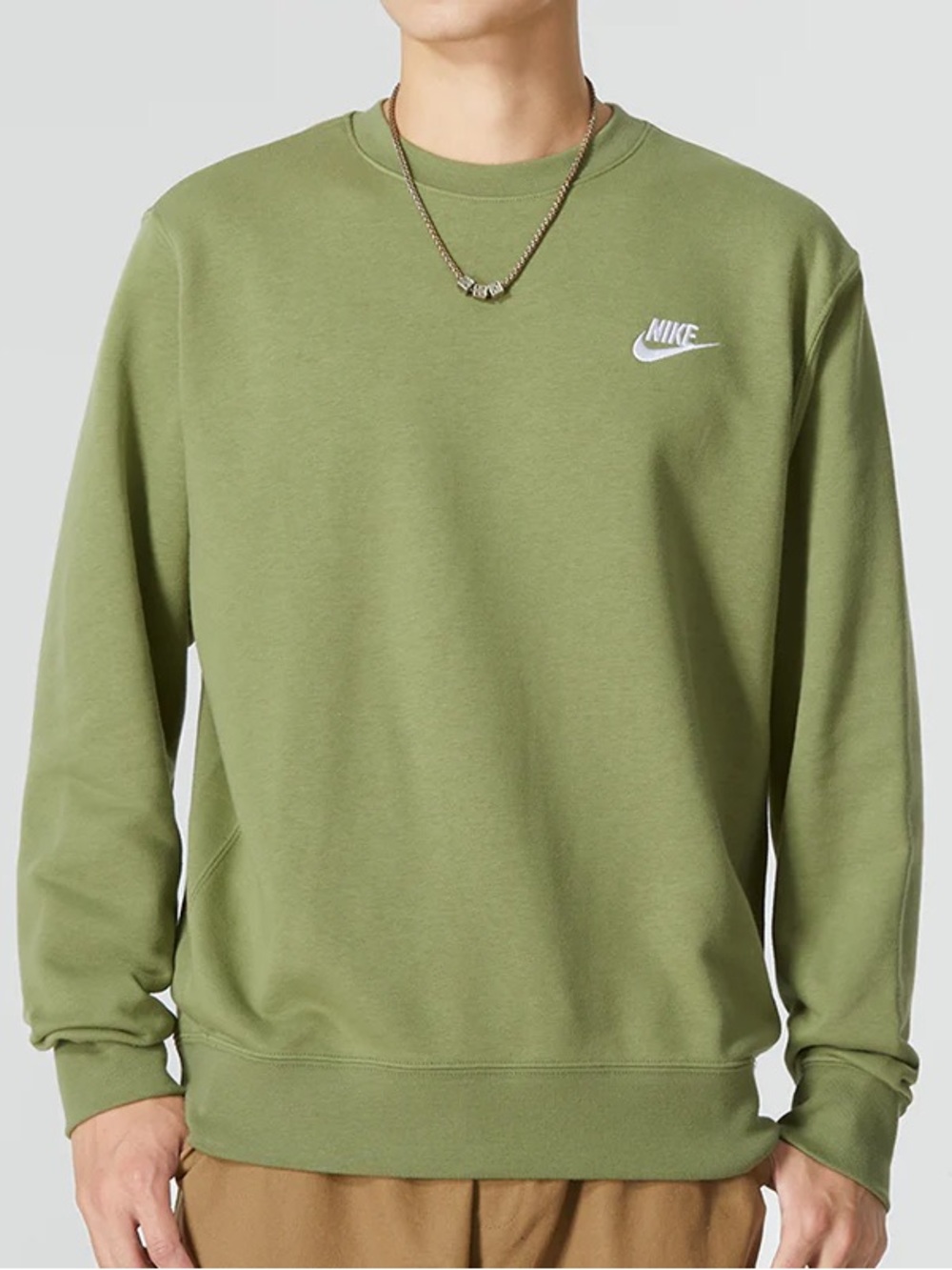 Nike Unisex Olive Green Crewneck Sweatshirt Size L